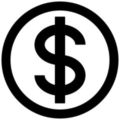 Dollar currency sign symbol - black simple inside of circle, isolated - vector
