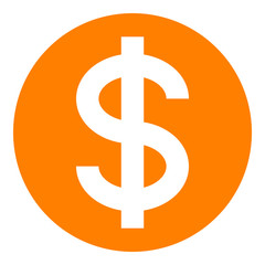 Dollar currency sign symbol - orange simple inside of circle, isolated - vector