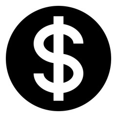 Dollar currency sign symbol - black simple inside of circle, isolated - vector