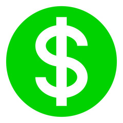 Obraz premium Dollar currency sign symbol - green simple inside of circle, isolated - vector