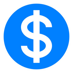 Dollar currency sign symbol - blue simple inside of circle, isolated - vector