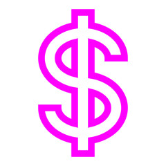 Dollar currency sign symbol - purple-pink simple outline, isolated - vector