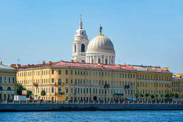 St. Catherine church dome on Vasilievsky Island, Saint Petersburg, Russia
