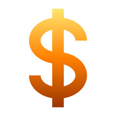 Dollar currency sign symbol - orange simple gradient, isolated - vector