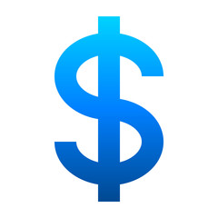 Dollar currency sign symbol - blue simple gradient, isolated - vector