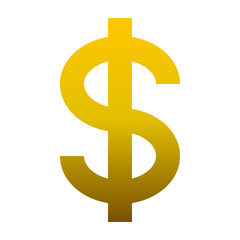 Dollar currency sign symbol - golden simple gradient, isolated - vector