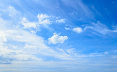 World environment day concept: White cloudy and blue sky background