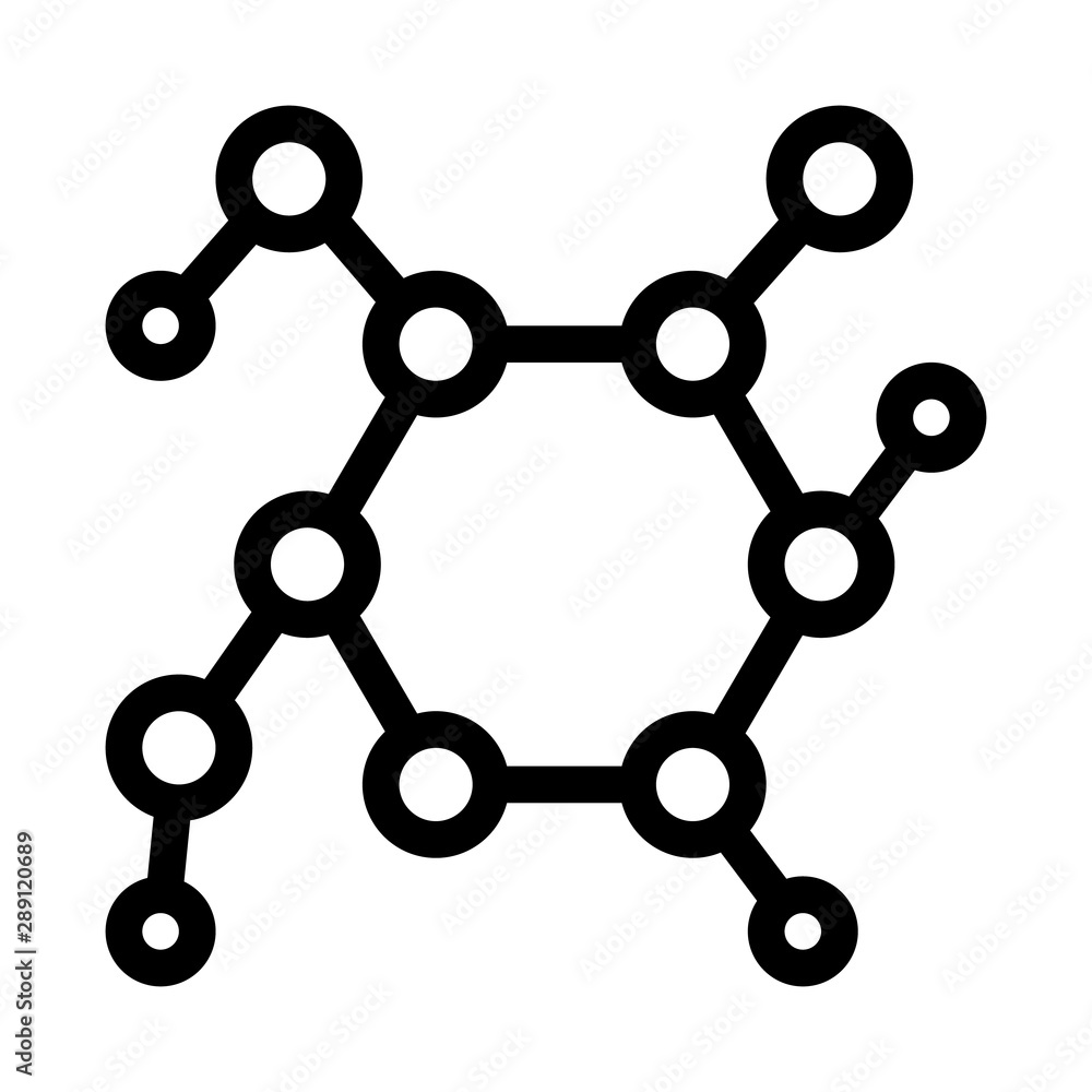 Poster structure molecule medical biomaterial vector icon thin line. biology and science flasks, bioenginee