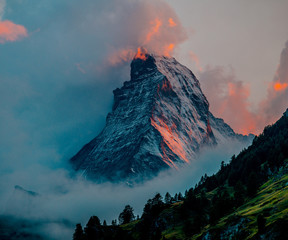 Sunset in the Matterhorn - Zermatt - obrazy, fototapety, plakaty