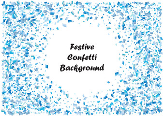 Obraz premium Tło uroczysty niebieski prostokąt konfetti. Streszczenie tekstura konfetti ramki na wakacje, pocztówki, plakat, stronę internetową, karnawał, urodziny, imprezy dla dzieci. Zakryj makietę konfetti. Układ karty ślubu