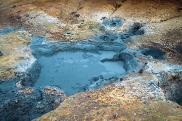 Fototapeta na wymiar Seltun geothermal area in Krysuvik, Reykjanes peninsula, Iceland. Famous travel destination