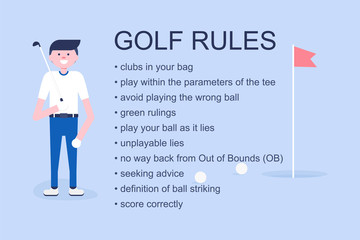 Golf player explaining simple golf rules