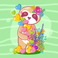 Obraz na płótnie Canvas hand drawn cute sloth with heart
