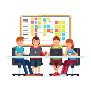 Tteam working together on a IT startup business