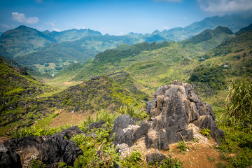 Fototapeta na wymiar Dong Van Karst plateau, Ha Giang province, northern Vietnam. Limestone landscape. 