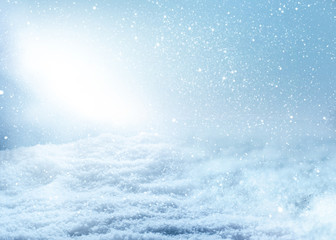 Winter scenery with snowflakes