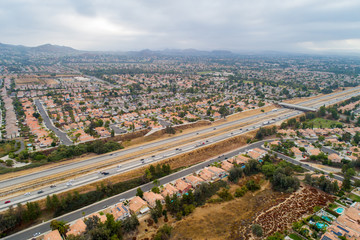 aerial photo of residential homes in california