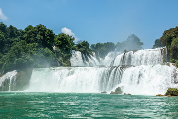 Ban gioc or Detian waterfall in Cao bang, north Vietnam. These falls form the natural border between Vietnam and China. 