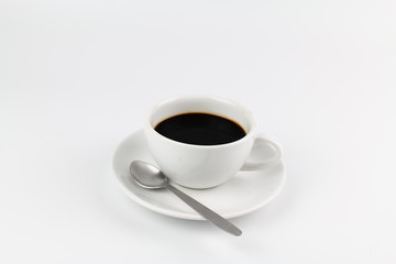 Cup of espresso coffee on white background.