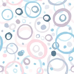 Foto op Plexiglas Geometrische vormen Abstract naadloos patroon met leuke gekleurde cirkelelementen op witte achtergrond. Hand getekende eenvoudig ontwerp textuur met chaotische vormen. Textuur voor behang, achtergrond, plakboek. vector illustratie