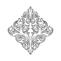 Vintage baroque victorian ornament. Hand drawn retro style floral scroll ornament. Part of set.