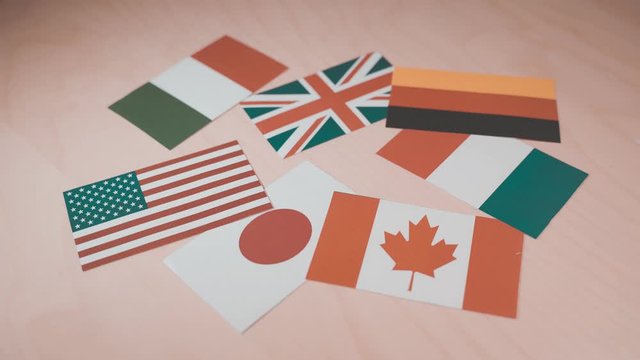 Flags of the Great 7 or Big seven countries and Russia. Suitable for readmission or rejection of Russia from the G8, economic political concept