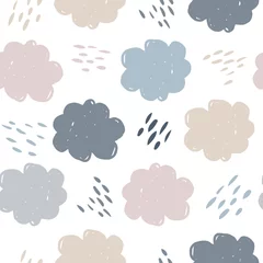 Foto op Plexiglas Scandinavisch wolken naadloos patroon. Weer achtergrond. Regen achtergrond. Textuur voor behang, achtergrond, plakboek. vector illustratie © smth.design