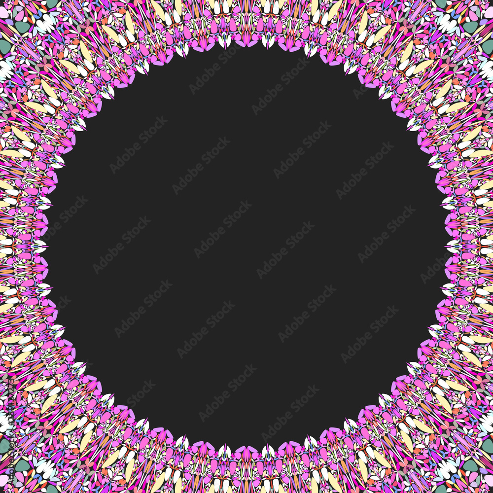 Poster round floral frame design - abstract vector border graphic element