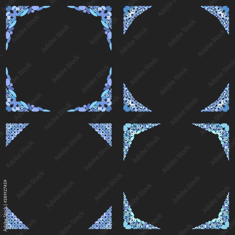 Poster curved stone mosaic page border design set - vector design elements