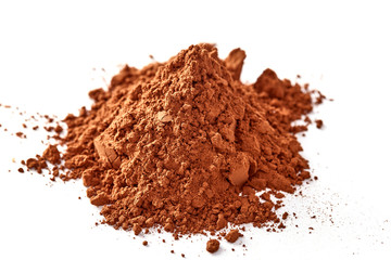 Cocoa powder pile isolated on a white background