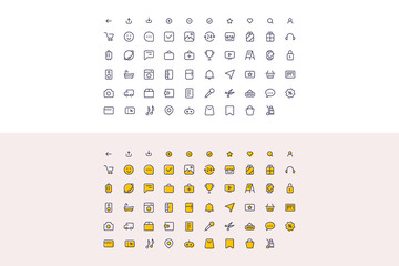 Vector Icons Set about Office and Shopping