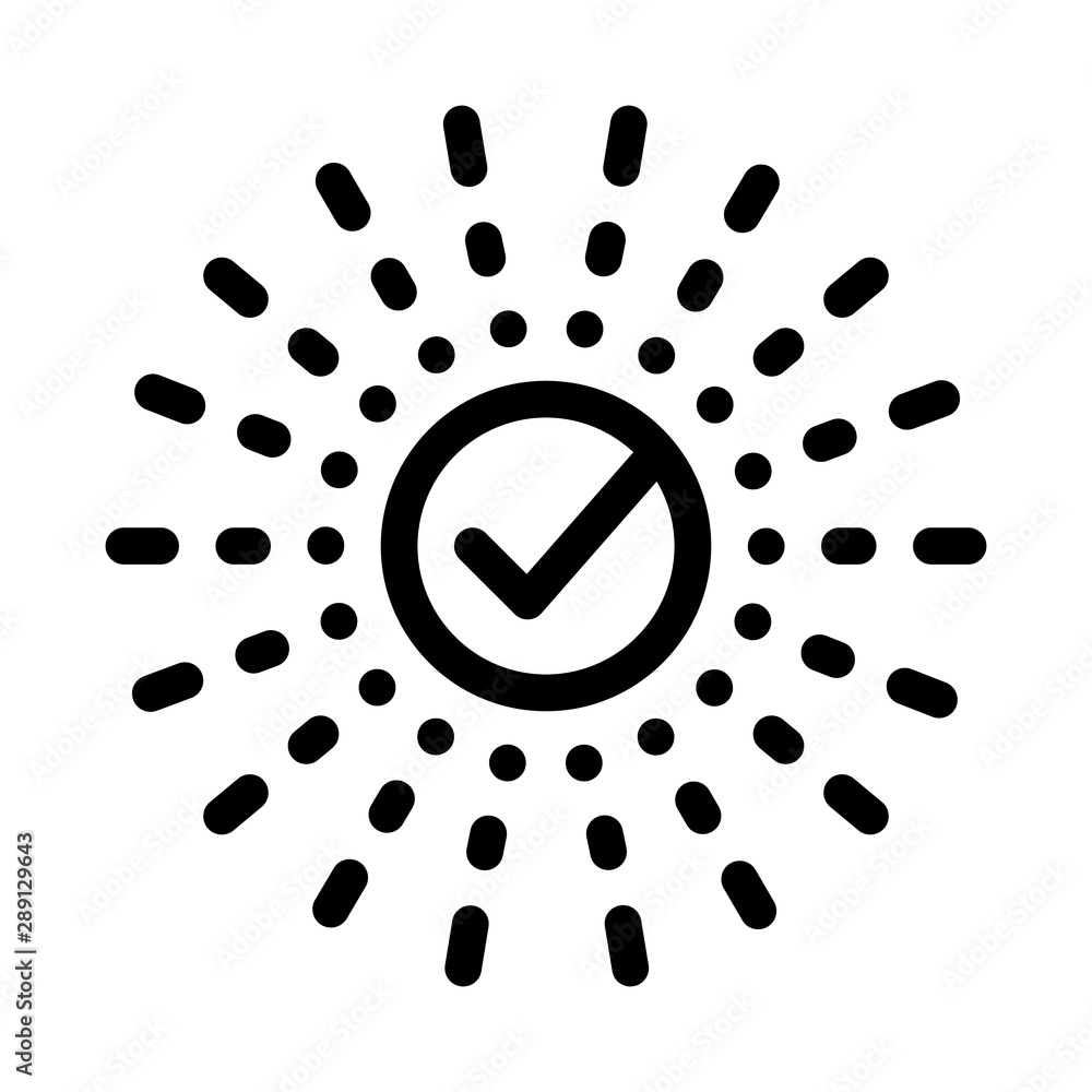 Poster approved mark in center of rays element vector icon thin line. approved sign on document file, compu