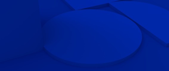 Diseño de formas geométricas simples tridimensionales. Render de circulo, cubo y podio para presentación de producto con luces y sombras. materiales metálicos, plásticos y madera, colores coloridos.