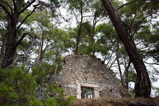 Stone place in ancient city of Phaselis Faselis . Historical landmark Faselis - city of ancient Lycia, Antalya Turkey