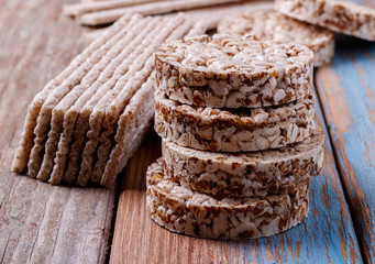 whole grain bread on an old wooden table