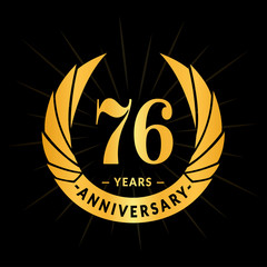 76 years anniversary celebration logotype. Elegant anniversary design. Seventy-six years logo.