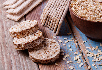 whole grain breads and oatmeal in a bowl
