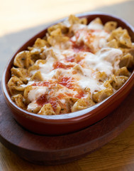 traditional turkish ravioli with yogurt