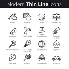 Bakery shop, cakery, cafe, coffehouse and confectionery icons set