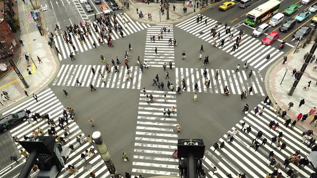 Footage of busy intersection in Ginza, Tokyo, Japan.