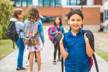 Some nice kids on the school background having fun