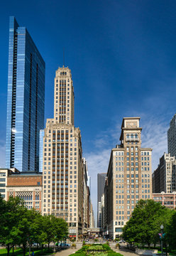West Washington Street from Millennium Park, Chicago, Illinois, United States