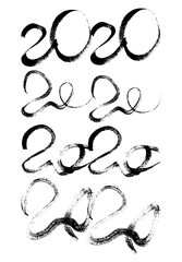 2020 black grunge lettering and hand drawn numbers
