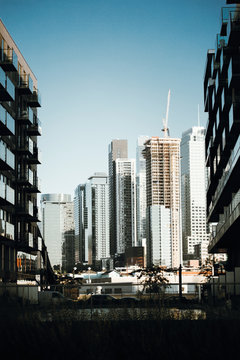Downtown of Montreal, view from Canal Lachine, Griffintown, Montreal