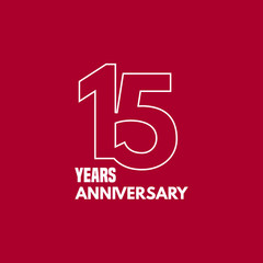 15 years anniversary vector icon, logo. Graphic design element with number and text composition