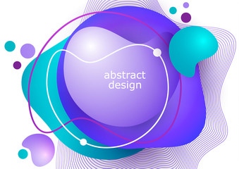 Design template in trendy vibrant colors with abstract shapes of liquid, paint splashes. Futuristic posters, banners, brochures, flyers and covers.