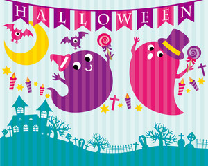カラフルおばけのハロウィン