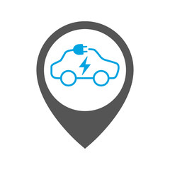 Parking for charging electric cars. Geolocation sign. Vector Illustration. EPS 10.