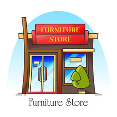 Furniture shop or store, building for decor