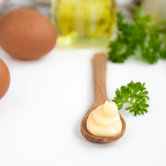 Freshly made homemade mayonnaise on a family recipe.